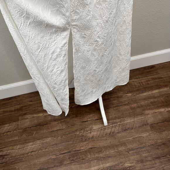 ASOS Jacquard White Tie Front Lace Up Back V-Neck Long Sleeve Midi Dress 4 NWT - Picture 11 of 16